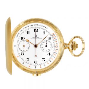 Swiss 18K gold medical keyless lever chronograph Circa 1925