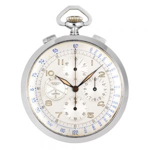Swiss stainless steel chronograph with tachometer Circa 1940