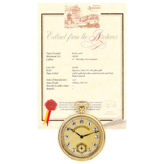 Swiss 18K gold open faced keyless lever pocket watch Circa 1910