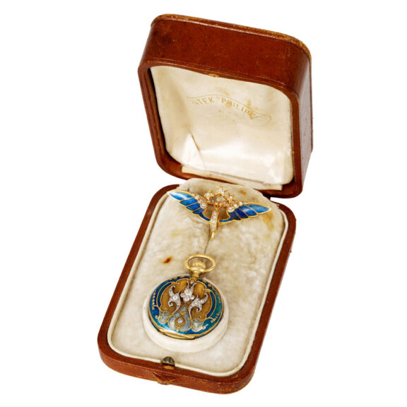 Swiss gold, enamel and diamond-set lever watch Circa 1900 Swiss gold, enamel and diamond-set lever watch Circa 1900