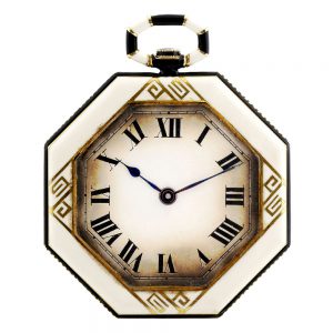 Elegant Swiss gold and enamel Art Deco dress watch Circa 1925