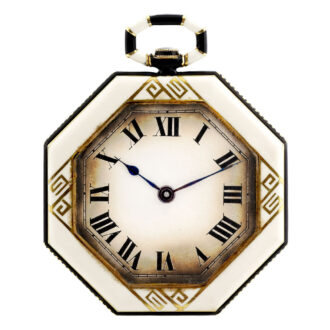 Elegant Swiss gold and enamel Art Deco dress watch Circa 1925