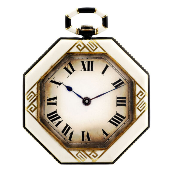 Elegant Swiss gold and enamel Art Deco dress watch Circa 1925