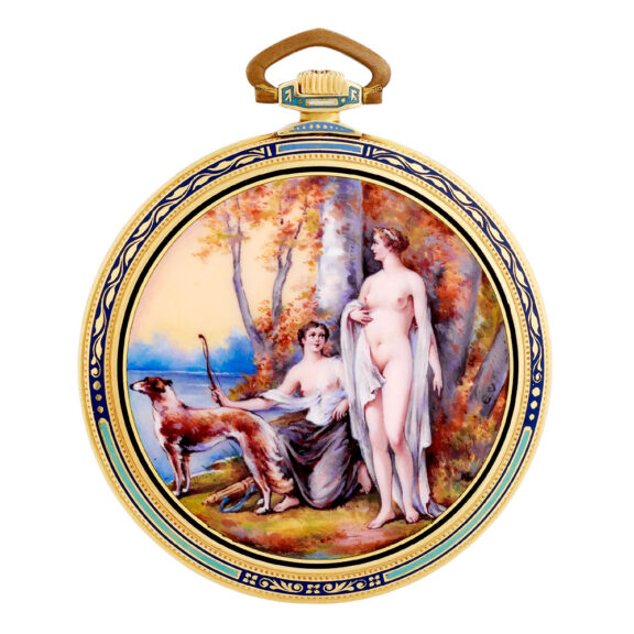 Swiss 18K gold and enamel pocket chronometer Circa 1920
