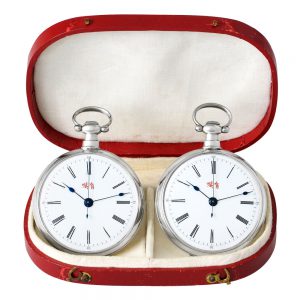 Very fine Swiss pair of silver centre seconds lever watches Circa 1875
