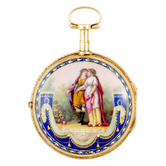 Swiss 18K gold and enamel open faced verge watch Circa 1785