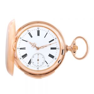 Swiss rose gold hunting cased repeating lever watch Circa 1910
