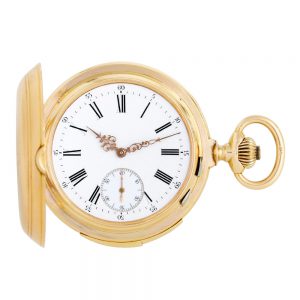 Swiss 18K gold minute repeating keyless lever watch Circa 1900