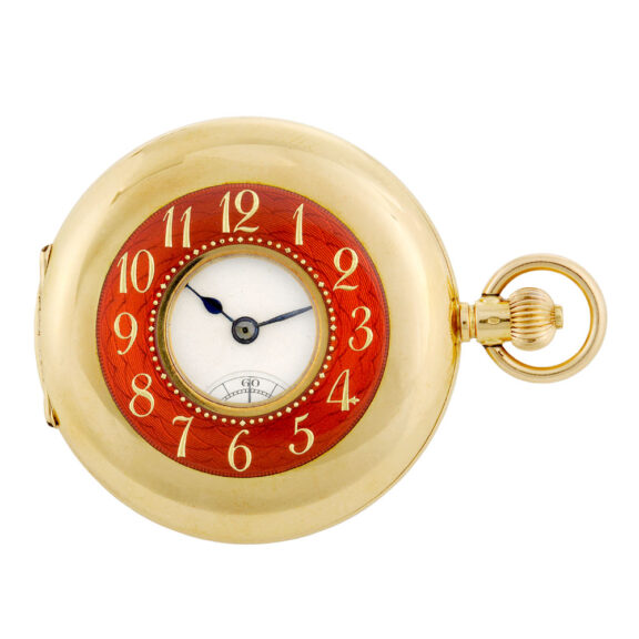 Swiss gold and enamel half hunting cased lever watch Circa 1920