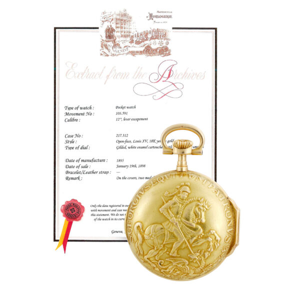 Swiss gold Louis XV style keyless lever pendant watch Circa 1895 Swiss gold Louis XV style keyless lever pendant watch Circa 1895