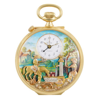Swiss gold-plated musical centre seconds automaton Circa 1985