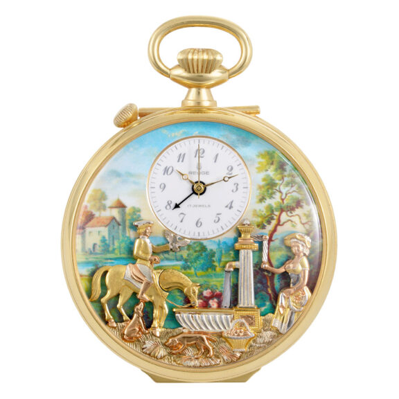 Swiss gold-plated musical centre seconds automaton Circa 1985