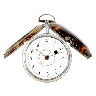 German silver and tortoiseshell verge with calendar Circa 1810