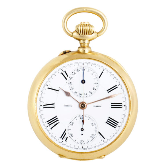 French 18K gold lever chronograph with register Circa 1905