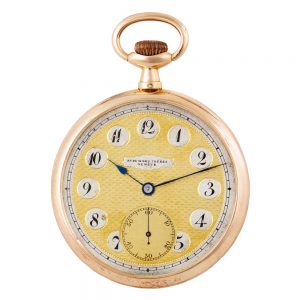 Swiss 14 carat rose gold open faced lever pocket watch Circa 1915