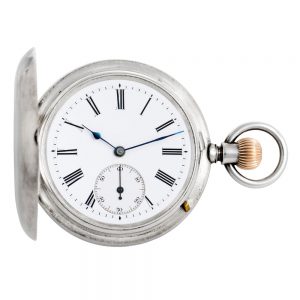 Rare German silver and rose gold hunting cased keyless lever Circa 1910