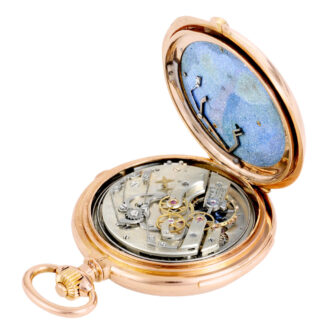 Large Swiss erotic minute repeating lever chronograph Circa 1910