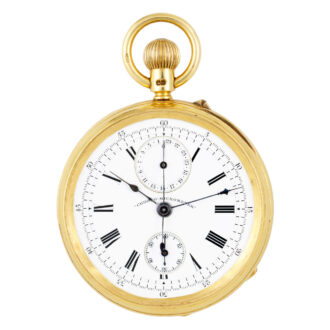 English 18K gold lever chronograph with register Circa 1889-1990