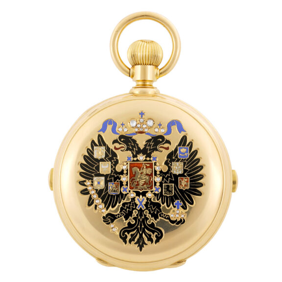 Swiss gold, enamel and diamond-set complicated lever Circa 1895