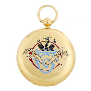 English gold and enamel half quarter repeating lever Circa 1863-1864