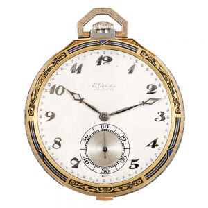 Swiss yellow and white gold, enamel repeating lever Circa 1920