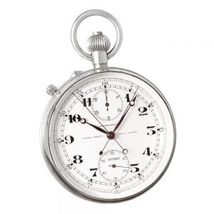 Swiss silver split-seconds chronograph with register Circa 1956