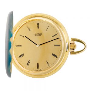Fine Swiss gold hunting cased keyless lever dress watch Circa 1965