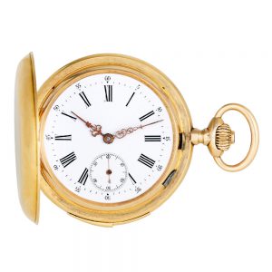 Swiss gold quarter repeating keyless lever pocket watch Circa 1890