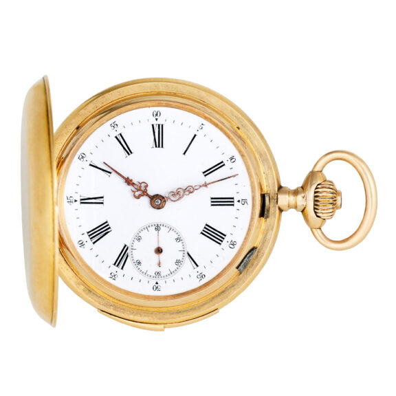 Swiss gold quarter repeating keyless lever pocket watch Circa 1890
