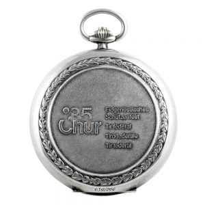 Swiss silver hunting cased lever watch with silver chain Circa 1985