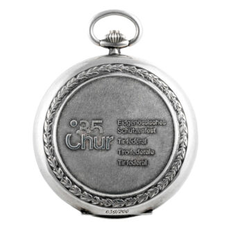 Swiss silver hunting cased lever watch with silver chain Circa 1985