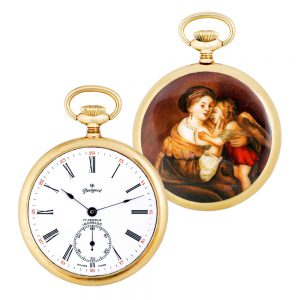 Swiss gold and enamel open faced lever dress watch Circa 1960