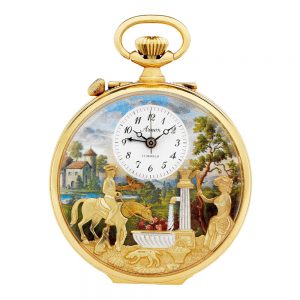 Swiss gold-plated centre seconds musical automaton Circa 1985