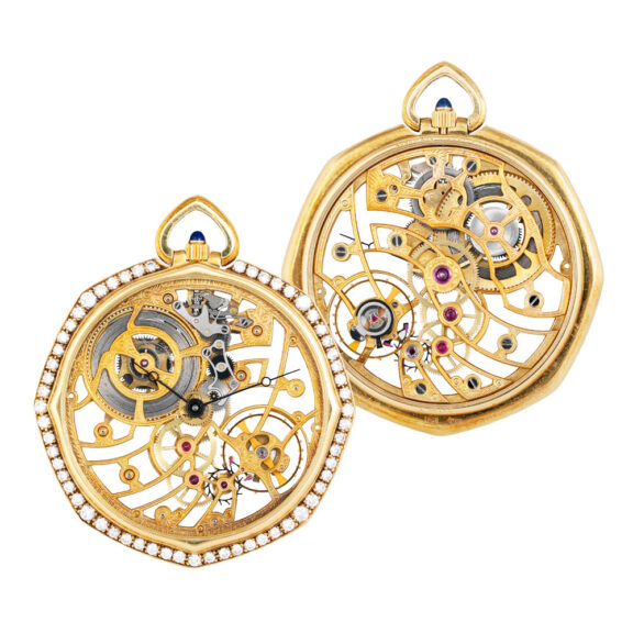 Swiss gold skeletonized octagonal lever dress watch Circa 1980