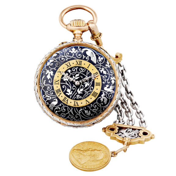 French gold, electrotype silver and niëllo cylinder watch Circa 1850