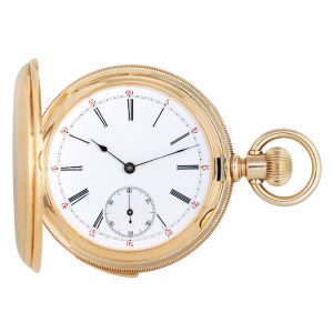 Swiss gold hunting cased five-minute repeating lever Circa 1900