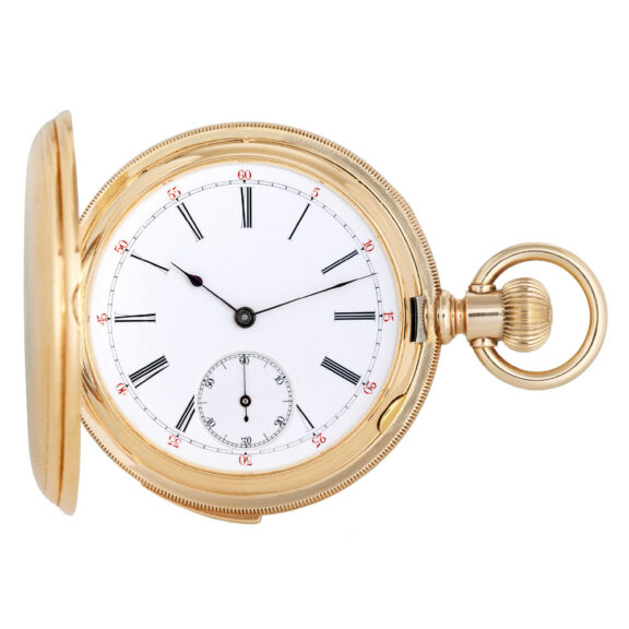 Swiss gold hunting cased five-minute repeating lever Circa 1900