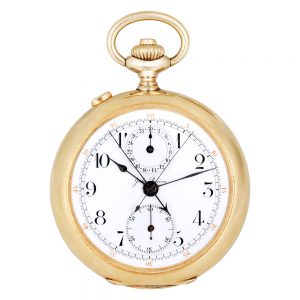 Swiss gold lever split-seconds chronograph with register Circa 1920