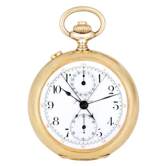 Swiss gold lever split-seconds chronograph with register Circa 1920