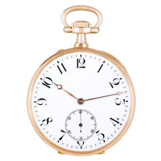 French 18K gold open faced lever pocket watch Circa 1907