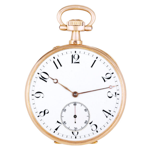 French 18K gold open faced lever pocket watch Circa 1907