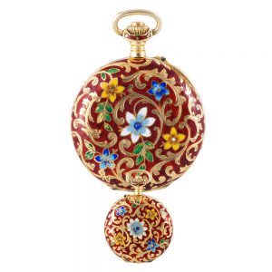 French gold, champlevé enamel hunting-cased lever Circa 1900
