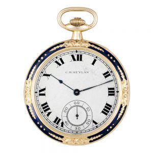 Swiss 18 carat gold and enamel keyless lever dress watch Circa 1920