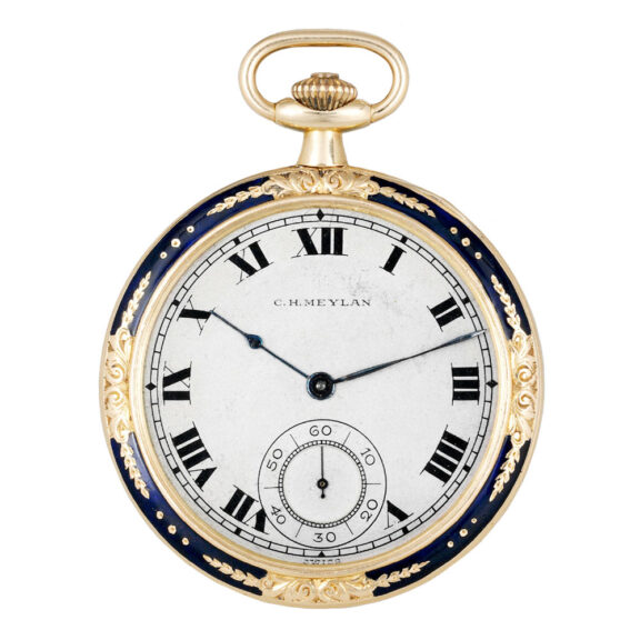 Swiss 18 carat gold and enamel keyless lever dress watch Circa 1920