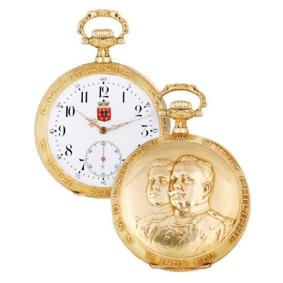 Large Swiss gold lever commemoration pocket watch Circa 1908
