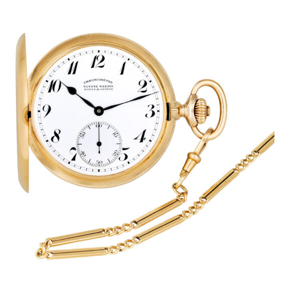 Swiss gold chronometer dress watch with long chain Circa 1926