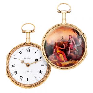 French 18 carat gold and enamel verge pocket watch Circa 1780