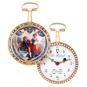 Swiss gold, enamel and pearl-set repeating verge Circa 1790