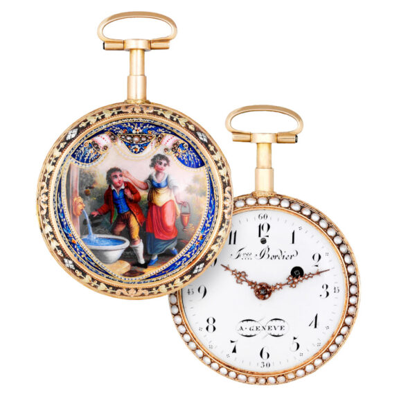 Swiss gold, enamel and pearl-set repeating verge Circa 1790