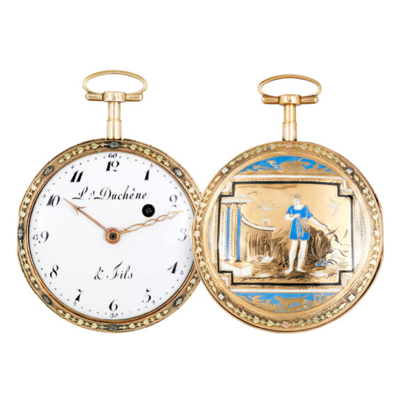 Fine Swiss 18 carat gold and enamel verge pocket watch Circa 1800